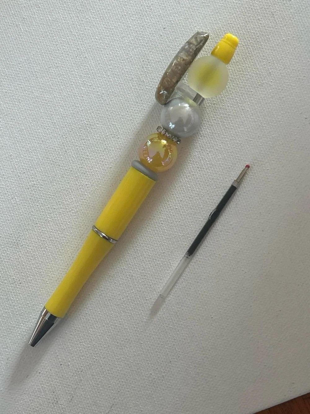 Yellow Decorative Pen with Beaded Accent - Home Accents